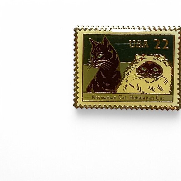 Vintage Postal Service Cat Stamp Lapel Pin By Jonathan Grey & Associates Gold - Picture 8 of 9